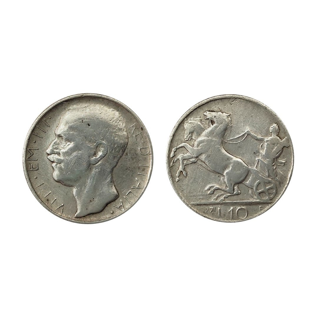 Vittorio Emanuele III – 10 Lire Biga – 1927 (1 Rosetta)