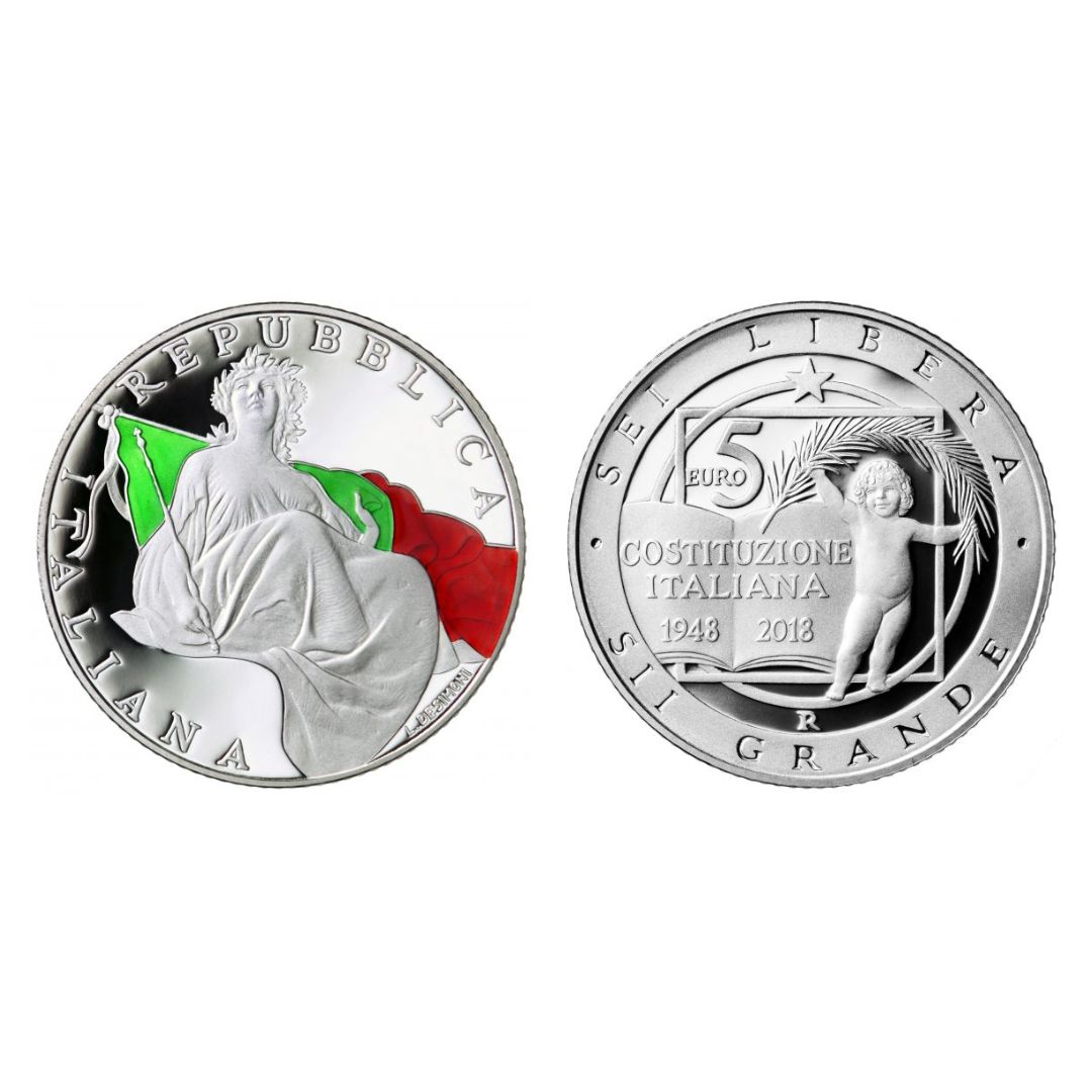 2018 – 5 euro “Costituzione Italiana” – 70° Anniversario dell’entrata in vigore – proof