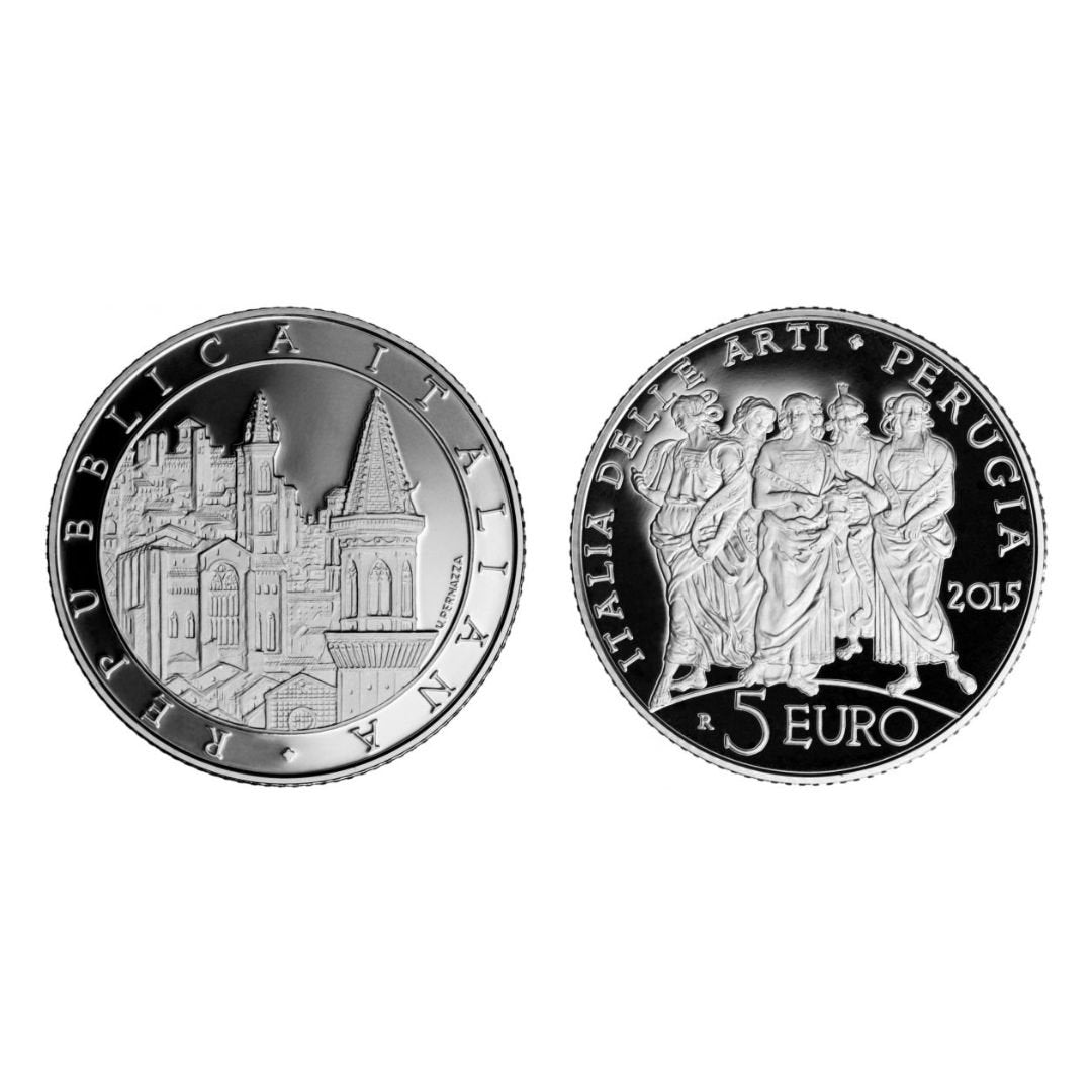 2015 – 5 euro “Perugia – Umbria” – serie delle arti – proof