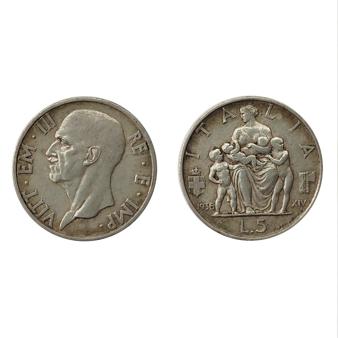 Vittorio Emanuele III – 5 Lire Famiglia -1936 SPL