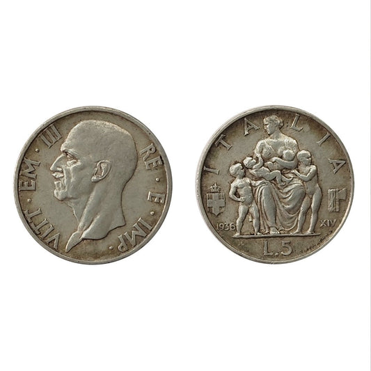 Vittorio Emanuele III – 5 Lire Famiglia -1936 SPL