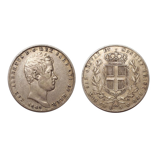 Carlo Alberto – 5 Lire (Scudo) – 1847 Genova (BB+)