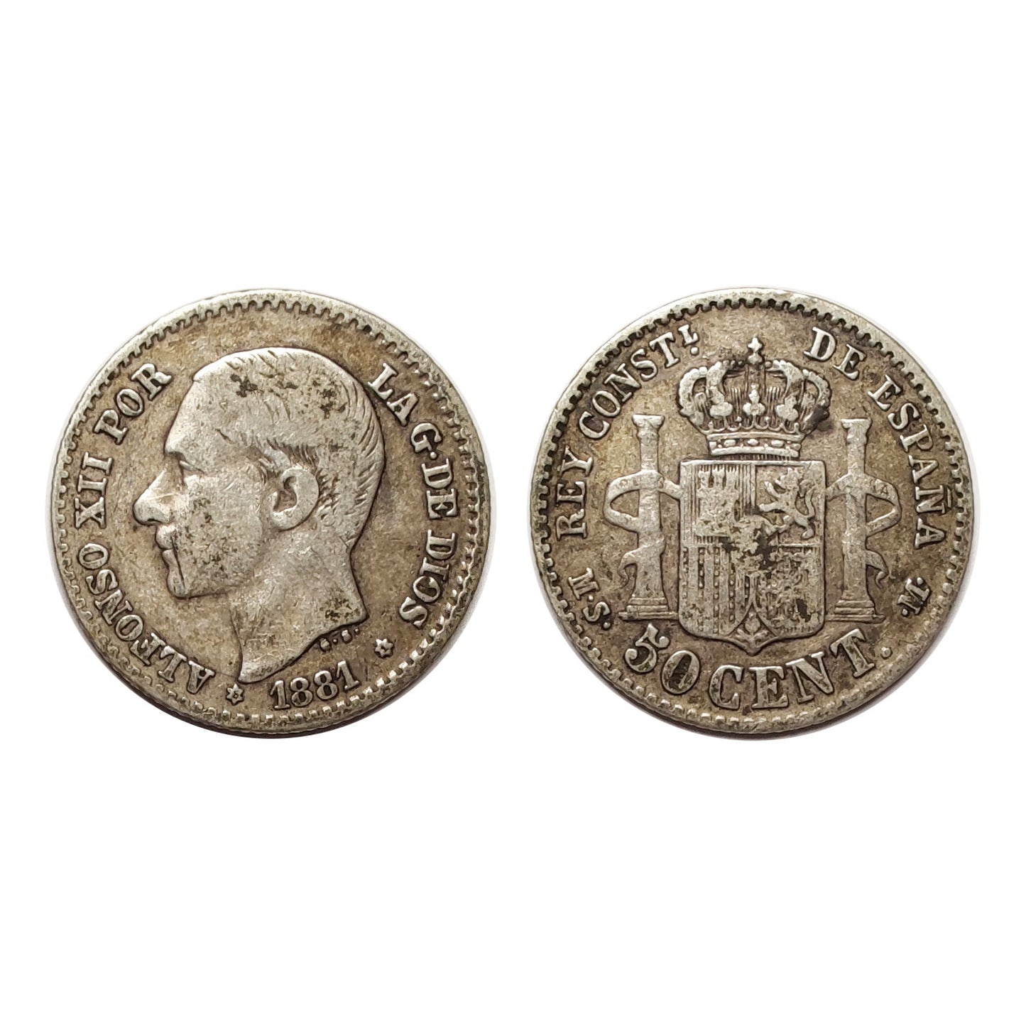 Spagna – Alfonso XII – 50 Centesimi Argento – 1881