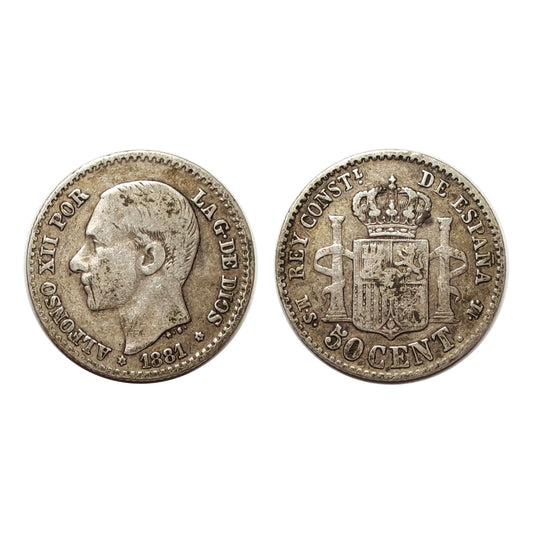 Spagna – Alfonso XII – 50 Centesimi Argento – 1881