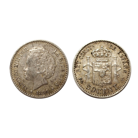 Spagna – Alfonso XIII – 50 Centesimi Argento – 1894