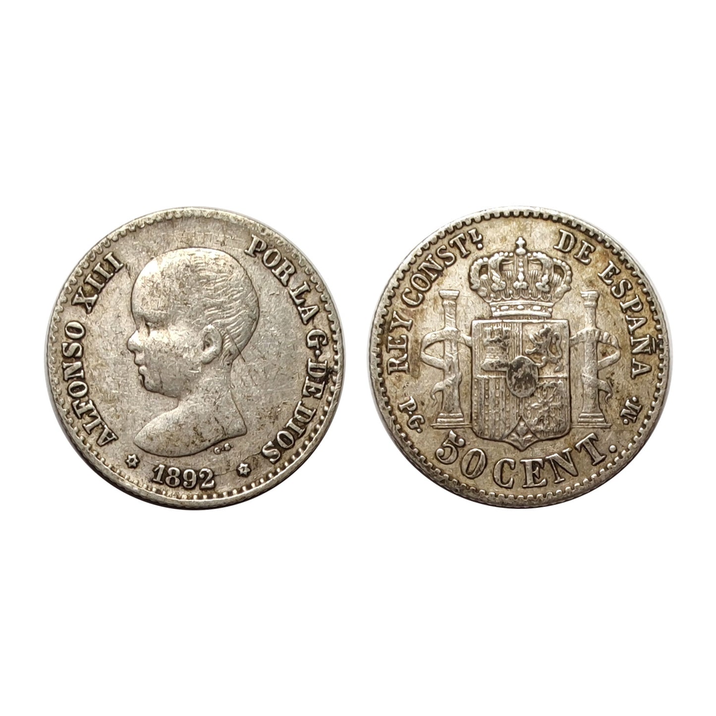 Spagna – Alfonso XIII – 50 Centesimi Argento – 1892