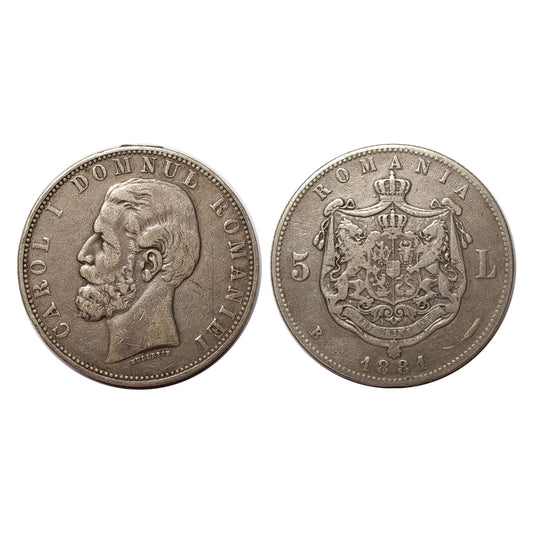 Romania (Regno) – Carol I – 5 Lei Argento -1881