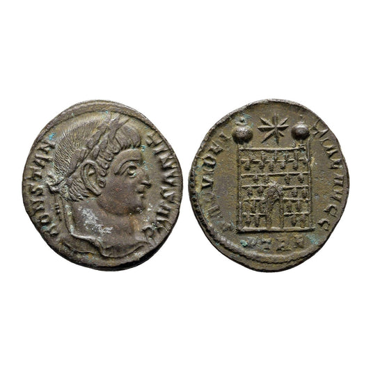 Costantino I, Il Grande – Æ Follis, Treviri – Castrum Romano