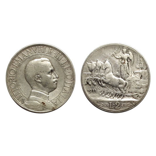 Vittorio Emanuele III – 2 Lire – Quadriga Veloce – 1911 (Rara2)