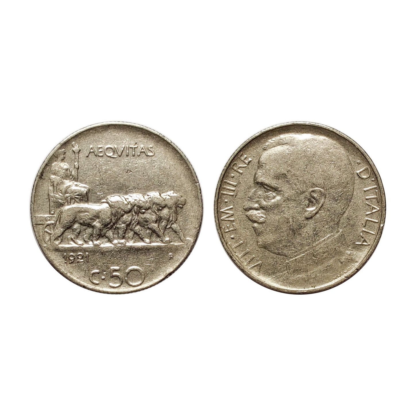 Vittorio Emanuele III – 50 Centesimi Leoni – 1921 Contorno Rigato (Nc)