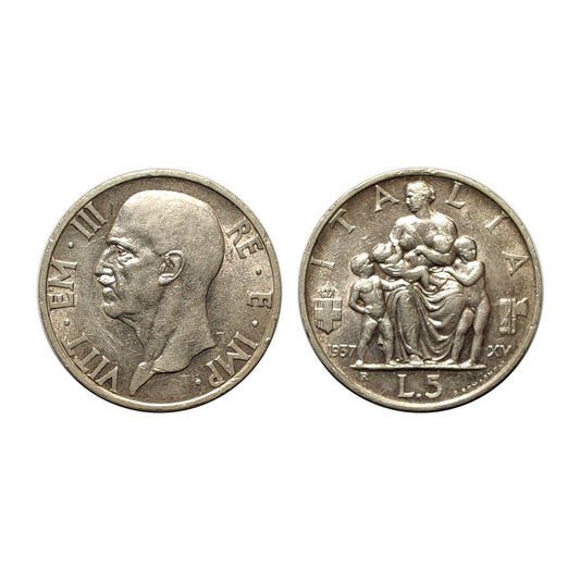 Vittorio Emanuele III – 5 Lire Famiglia – 1937 (Spl)