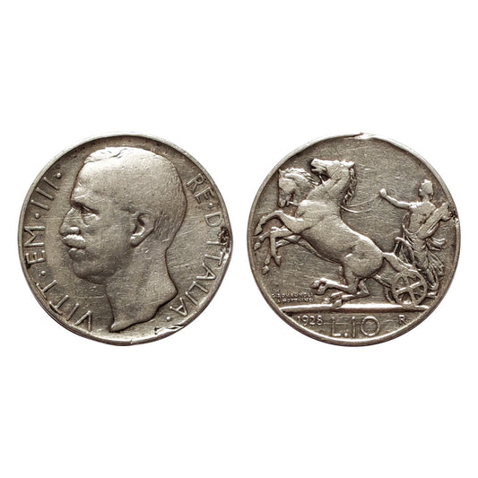 Vittorio Emanuele III – 10 Lire Biga – 1928 (1 Rosetta)