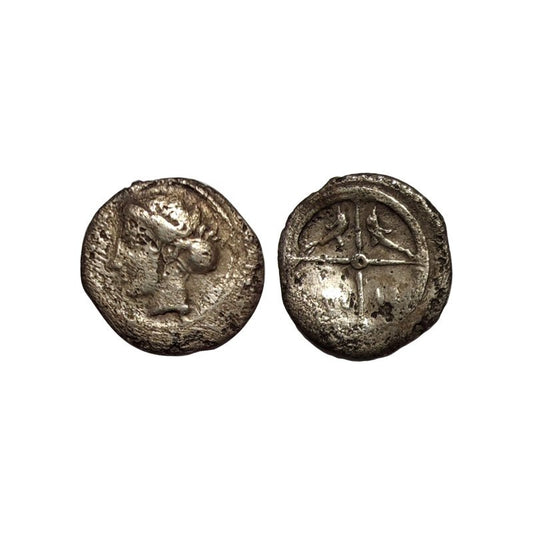 Sicilia, Siracusa – Obolo D’Argento – Ar10 – 485/466 a.C. – Aretusa