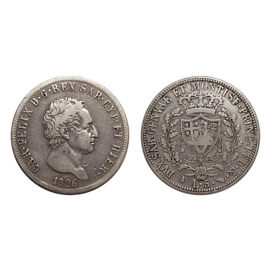 Carlo Felice – 5 Lire (Scudo) – 1826 Torino