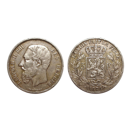 Belgio – Leopoldo II – 5 Franchi – 1874