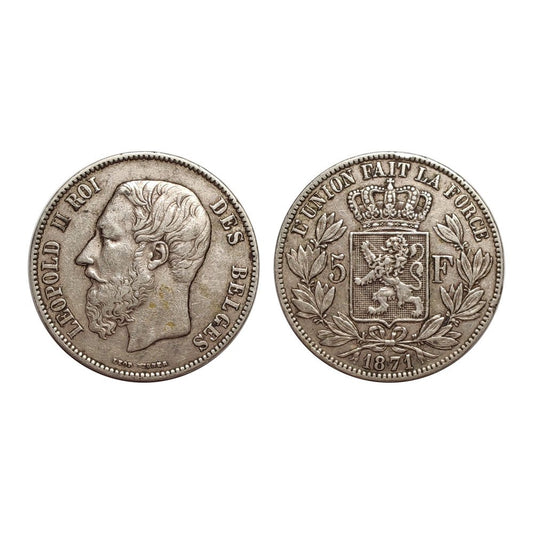 Belgio – Leopoldo II – 5 Franchi – 1871