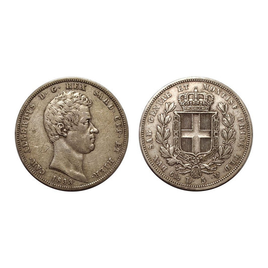 Carlo Alberto – 5 Lire (Scudo) – 1833 Genova (BB+)