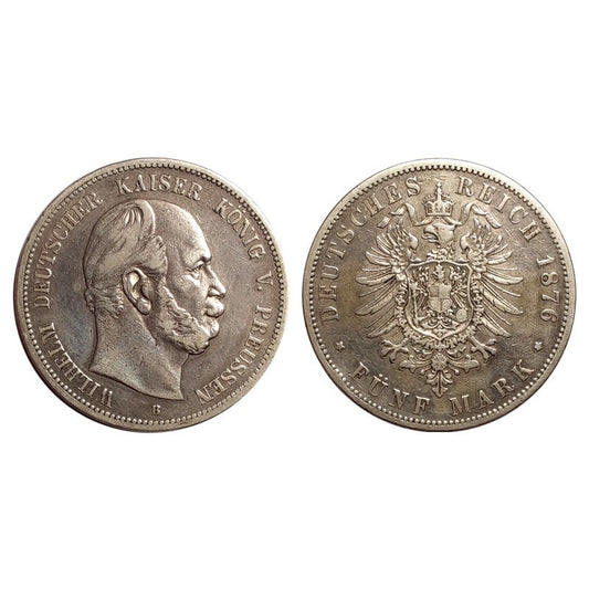 Germania, Regno Di Prussia – Guglielmo I – 5 Marchi – 1876 “B” – Rara