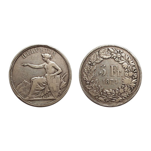 Svizzera – 5 Franchi – 1874 – Zecca Bruxelles