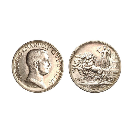 Vittorio Emanuele III – 1 Lira Quadriga Briosa – 1915 (NC) qFDC