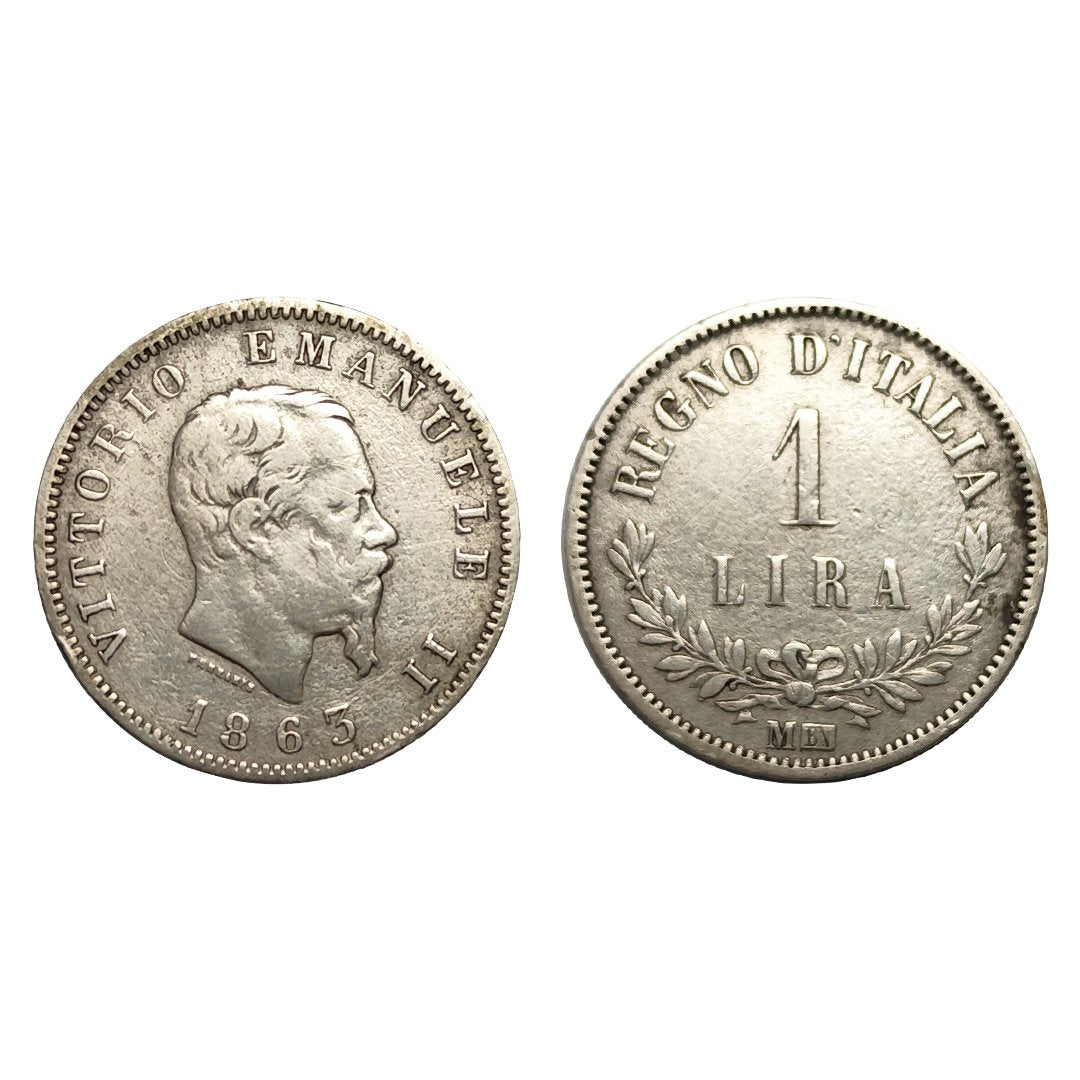 Vittorio Emanuele II – 1 Lira Valore 1863 – Milano – BB – NC