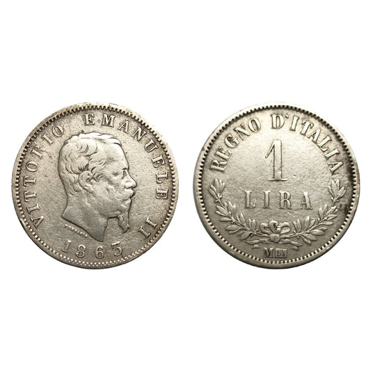 Vittorio Emanuele II – 1 Lira Valore 1863 – Milano – BB – NC