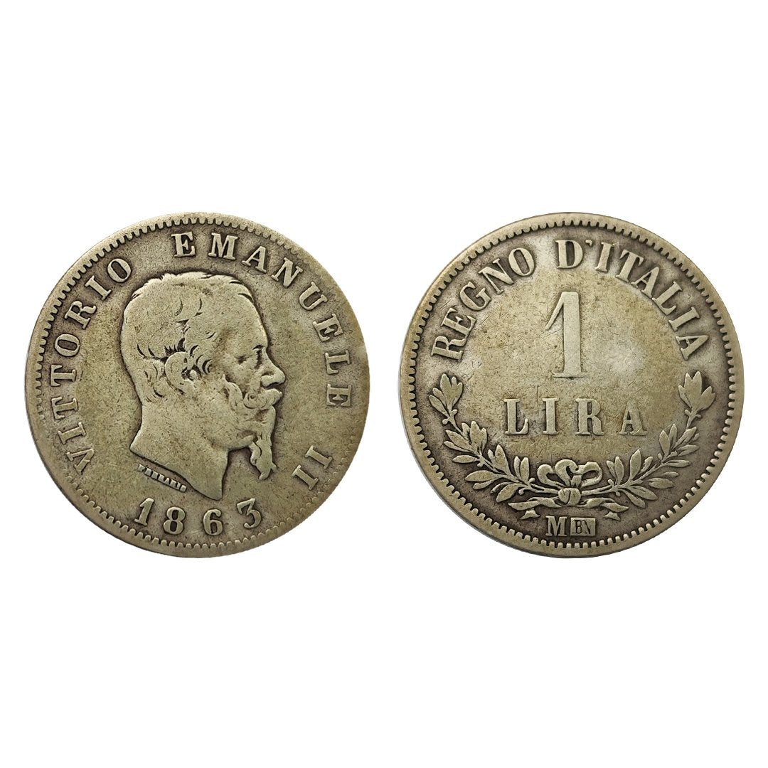 Vittorio Emanuele II – 1 Lira Valore 1863 – Milano – qBB – NC