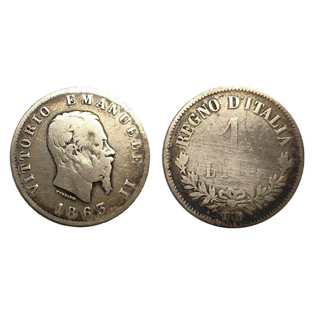 Vittorio Emanuele II – 1 Lira Valore 1863 – Torino – MB – R3