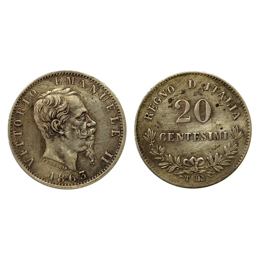 Vittorio Emanuele II – 20 Centesimi Valore 1863 – Torino – BB+