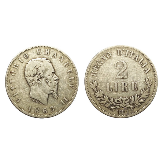 Vittorio Emanuele II – 2 Lire Valore 1863 – Torino – BB – RARA