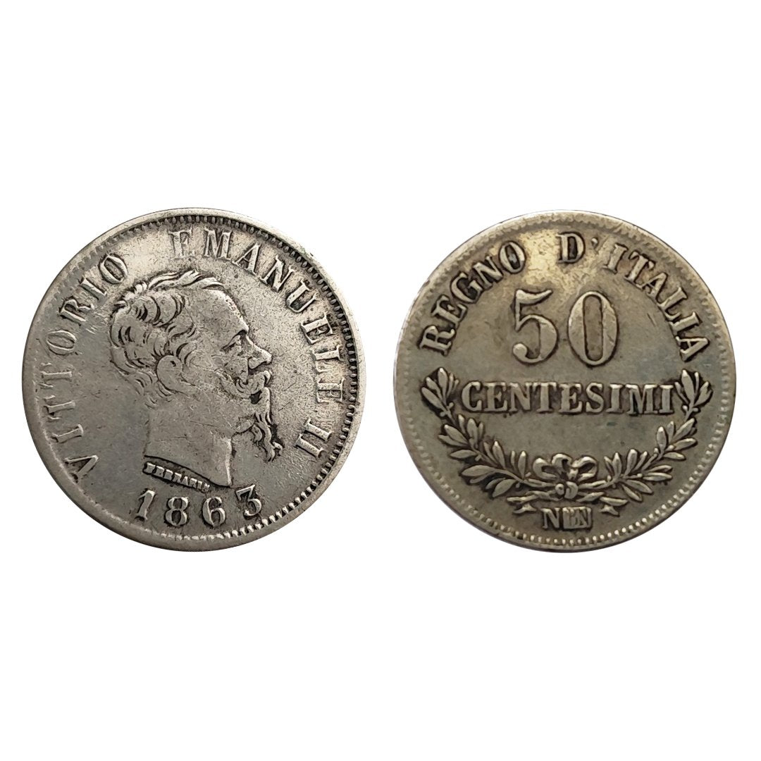 Vittorio Emanuele II – 50 Centesimi Valore 1863 – Napoli – SPL